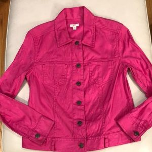 J.Jill pink jacquard jean jacket